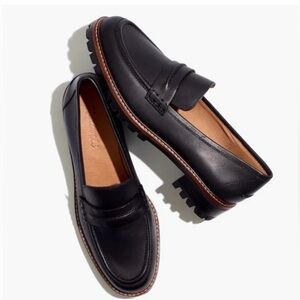 Madewell The Corinne Lugsole Loafers in True Black leather.  10